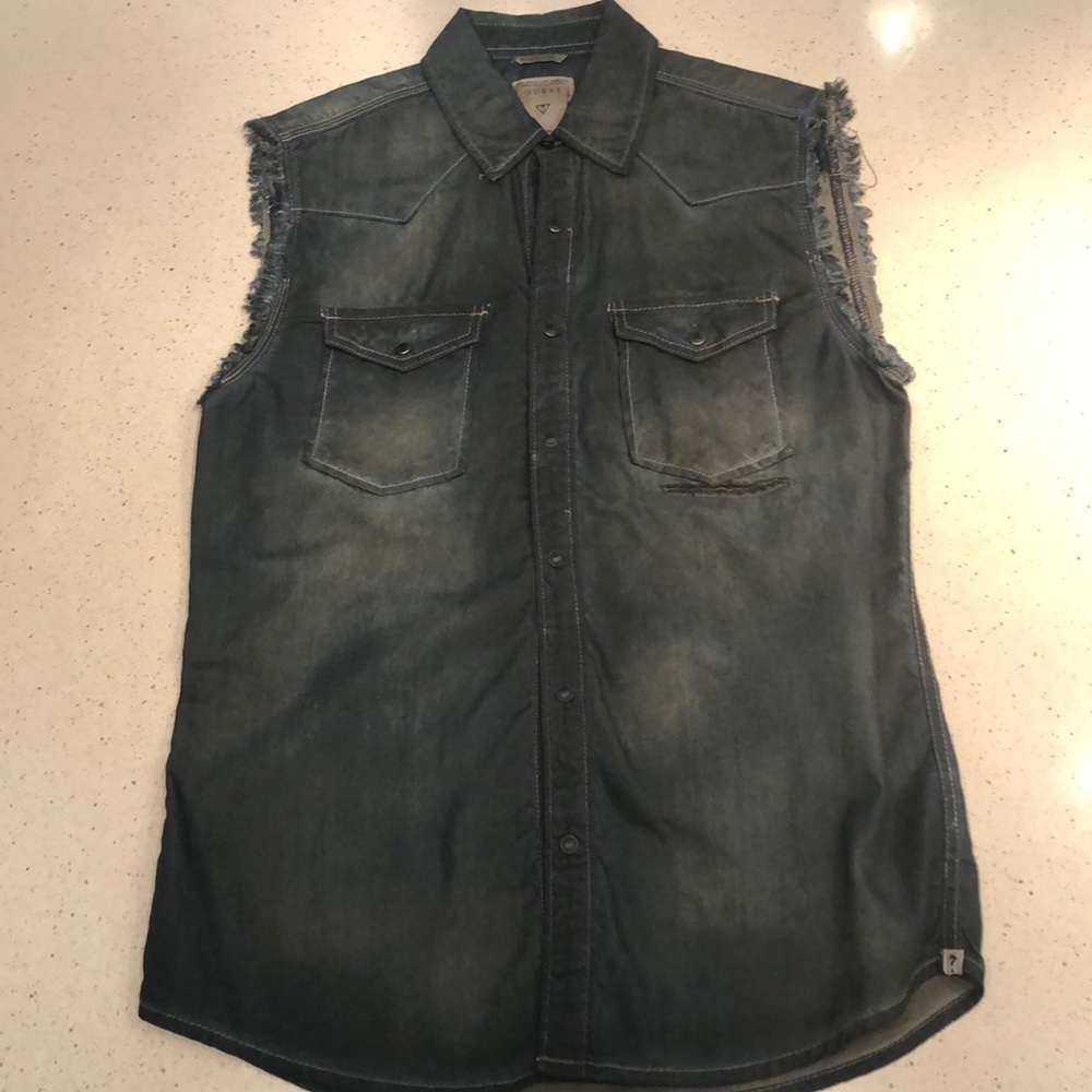 Men’s Ripped Guess Denim Vest